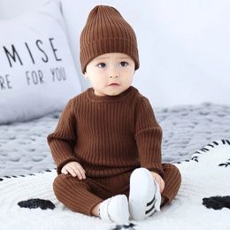 3pcs Sweater Sets Baby Boy Clothes for Little Boys Girls Autumn Winter Clothing Suit born Toddler Outfits Tops Pants 240312