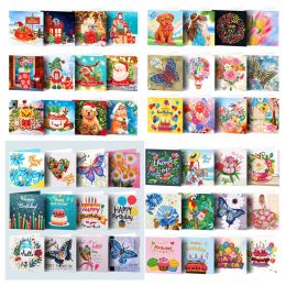 Stitch 8~12pcs set diamond painting card blessing happy birthday wish cards diamond mosaic embroidery Christmas with envelope postcard