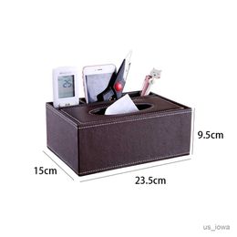 Tissue Boxes Napkins Bedroom Mobile Phone Remote Control Desk Organizer Table Tissue Box Paper Holder Home PU Leather Wood Napkin Rack Storage Case