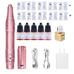 Wireless Eyebrow Tattoo Machine Kits Microblading Pens Lips Permanent Makeup Machines Pigments for Micropigmentation 240304