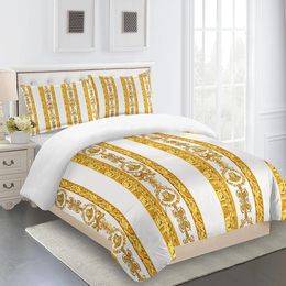 White and gold Ethiopia printed down duvet cover set for King and Queen bedding used for adult display polyester down duvet cover 240314