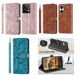 PU Leather Wallet Cases For Redmi 13C 4G 5G Note 13 Pro Plus Xiaomi 13T Luxury Imprint Lucky Tree ID Card Slot Holder Flip Cover Book Print Book Stand Pouch Strap