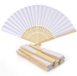 White Folding Elegant Party Decoration Paper Hand Fan Wedding Party Favours mariage Dance 21cm7655572