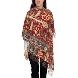 Scarves Female Long Bohemian Silk Antique Persian Rug Women Winter Thick Warm Tassel Shawl Wraps Turkish Ethnic Kilim Scarf