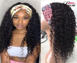 beautiful factory direct 8A Headband wigs Brazilian water wave hair wigs 150 density nature Colour brazilian Indian curly human ha9938994