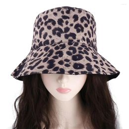 Berets Portable Sun Protection Beach Caps For Women Basin Hat Leopard Panama Female Hats Bucket Cap