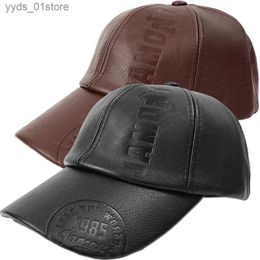 Ball Caps Vintage Leather Baseball C Mens Fashion Sports Cs Army Military Hat Man C British Cowhide Leather Hats L240314