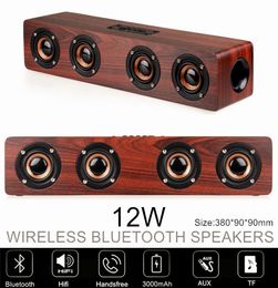 12W Wood Wireless Bluetooth Soundbar Speaker TV Home Theater Speakers with Bluetooth AUX TF for Smartphone HDTV TVBOX Computer Tab1363184