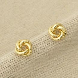 Stud Earrings Fashion Hollowed Tiny Metal Surround Twist For Women Simple Gold Aad Silver Colour Small Cute Girls Jewellery Party Gifts