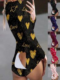 Women s Nightwear Playsuit Workout Button Bodysuit Skinny Printing long sleeve Jumpsuits Vneck Onesies Womens Plus Size Rompers p1965994