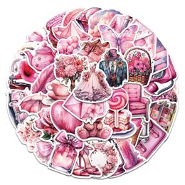 50 PCS Pink Dream Wedding Objects Stickers For Skateboard Guitar Car Fridge Helmet Ipad Bicycle Phone Motorcycle PS4 Notebook Pvc Decals