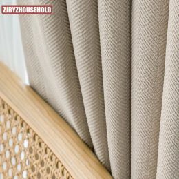 Curtains Herringbone Chenille Blackout Curtains for Living Dining Room Bedroom New Light Luxury Thick Heavy Simple Modern Elegant Custom