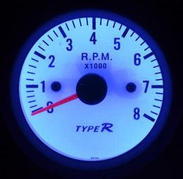 2quot 52MM AUTO METERWHITE FACE BLUE LEDampSILVER RIM 90 DEGREE SCALE TACHOMETER GAUGEAUTO GAUGECAR ME5098751