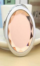 2016 new Engraved Cosmetic Compact Mirror Crystal Magnifying Make Up Mirror Wedding Gift 10colors Makeup Tools8851479