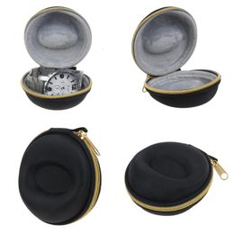 Travel case single case with zipper for storage soft padded circular portable case for watches 240314
