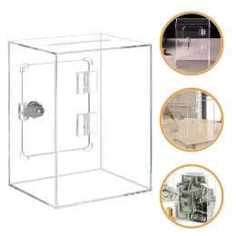 Boxes Acrylic Piggy Bank Transparent Money Saving Bank Coin Storage Box Office Mailbox Money Holder With Lock Home Decoration