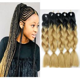 Honey Blonde Ombre Braiding Hair 1B27 Black Roots Blonde Ombre Crochet Hair 24 Inch 100g Synthetic Jumbo Braids Hair5942270