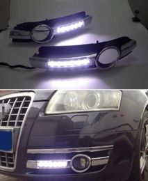 2PCS For A6 C6 2005 2006 2007 2008 Chromed Strip Waterproof ABS Car DRL Lamp 12V LED Daytime Running Light Daylight2421162