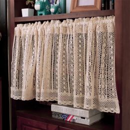 Curtains Crochet Short Kitchen Curtain American Style Rustic Cotton Thread Decorative Cabinet Cover Half Curtain