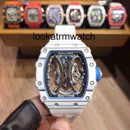 Men Watch RM Wristwatch White Carbon RM Milles Fibre High Hollowed Out Mens Fully Automatic Mechanical Function