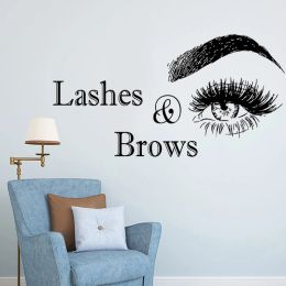 Stickers Lashes & Brows Logo Wall Sticker Beauty Salon Decoration Vinyl Stickers For Wall Eyelashes Make Up Art Spa Salon Wall Decals N24