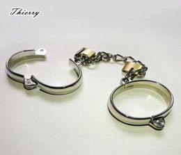 Thierry superior handcuffs Ankle Cuffs Stainless Steel Lockable wrist ankle Bondage Restraints Sex Toys for couple sex game Y29053203