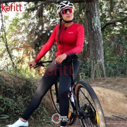 Clothings Kafitt Autumn And Winter Long Cycling Wear Women's Sweatshirt Suit Monkey Jumpsuit Longsleeved Overalls Onepiece Cycling Team