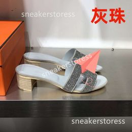 Wearing Leather 2024 for Women Sandal High Heeled Summer Toe French Genuine Slipper Thick Oran Lady Daily Classic Oransandal Oasis Slippers 6M6X