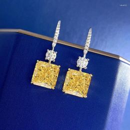 Stud Earrings 2024 Simple 10 Flower Cut High Carbon Diamond Yellow Female Ear Jewellery Factory Direct Sales