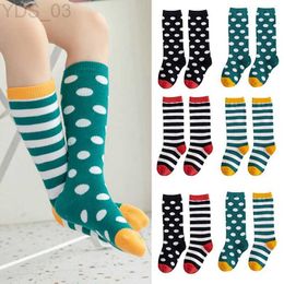 Kids Socks Cute Unisex Childrens Stripe Dots Socks For Boy Girl Toddler Kids Harajuku Funny Colourful Knee Socks Happy Colour Sokken 1-8T YQ240314