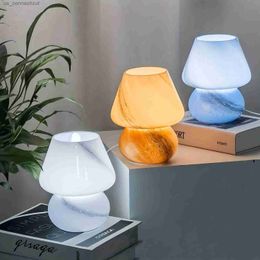 Table Lamps Art Deco Dimmable Mushroom Lamp USB Nightstand Lighting with Moire Pattern for Bedroom Decor
