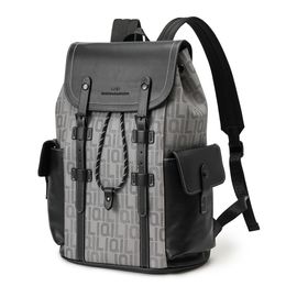 Luxury Brand Leather Men Women Backpack Large Capacity Travel Backpack Boy Laptop School Bag Male Business Shoulder Bag Black For girls boys Handbags