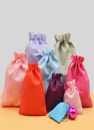 Linen Cotton Drawstring Bag Gift Bags Small DIY Jewellery Burlap Pouch Package Home Storage Packaging4835885