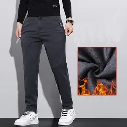 Men's Pants Winter Plush Thermal Insulation Classic High Quality Fabric Casual Slim Fit Straight Tube Fashion