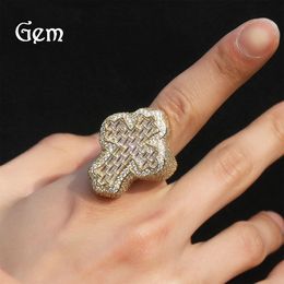 Band Rings Wedding Rings Personalise Script Bubble Letter Ring Full Iced Out Bling CZ Name Party Custom Rings Hiphop Jewellery For Men J240314