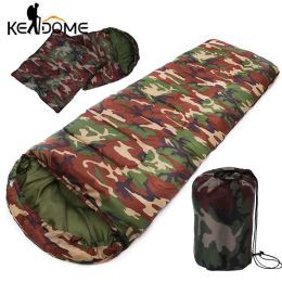 Gear High Quality Cotton Camping Sleeping Bag 15~5degree Envelope Style Army Military Camouflage Sleeping Bags Outdoor Sports Xa278d