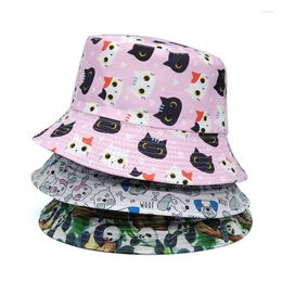 Berets 2024 Animal Print Cotton Bucket Hats For Men Women Summer Sun Protection Fisherman Hat Travel Beach Panama Female Cute