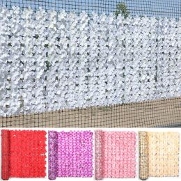 Nets Artificial Flower Fence Hedge Wall Vertical Courtyard Hedge Fence Outdoor Garden Fence Decoration Privacy Protect Sakura Screen