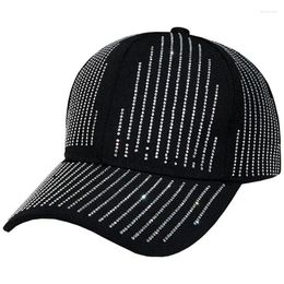 Ball Caps Women's Baseball Cap Heavy Industry Rhinestone Black Shiny Hat Snapback Casquette Femme Visor