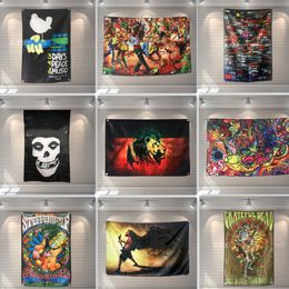 REGGAE and Rock and Roll Artwork Tapestry Art Decorative Banner Heavy Metal Music Poster Wall Art Canvas Hanging Paintings Bedroom Studio Home Decoration Flag