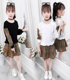 2020 Girls Sweatshirts Short skirt Autumn Spring Tops Children Long Sleeve Sweatshirt Skirt Suit Girl Kids Designer Clothing2291196