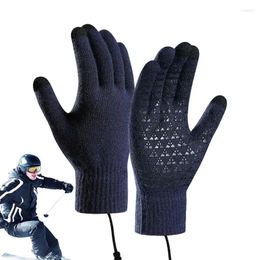 Cycling Gloves Winter Heated USB Electric Heating Skiing Rechargeable For Bike Accessories
