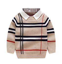 Kids fashion plaid knit Cotton Pullover sweater 6 colors Christmas children printed designer sweaters Jumper wool blends boys girl2269462