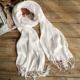 Scarves Women Pure White Cotton Scarf Tassel Shawls Lady Kerchief Hijabs For DIY Dyeing Embroidery Painting 60 170cm