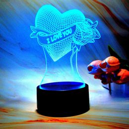 Table Lamps 1pc Rose Love Creative 3D Atmosphere Table Light 7 C olorC hangeT o uchCo ntrolPe r fectGif tfor Val entinesDay Tha nksgivingMot hersDay Hom e Bedr oom