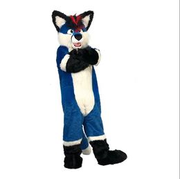 2024 New Adult Blue Wolf Fox Dog Mascot Costumes high quality Cartoon Character Outfit Suit Carnival Adults Size Halloween Christmas Party Carnival Party