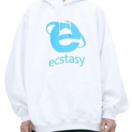 Streetwear Hoodie Y2K Sweatshirt Mens Hip Hop Ecstasy Letter Graphic Print Oversized Gothic Pullover Clothes 240301