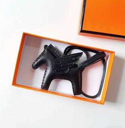 Designer eepskin Horse Bag Charm Keychains Luxury Paddock Keyring Real Leather Nano Pegasus Pendant Wing Flying Ornament11 TDCK