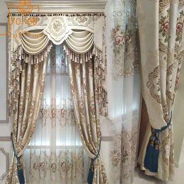 Curtains Luxury European Style Embossed Jacquard Curtains for Living Room Bedroom Blackout Curtains Custom Window Screens