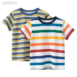 T-shirts 2024 Summer New Short Sleeve T-shirt Boys Girls Striped Cotton Top Children T Shirt O-Neck Kids Clothes Dropshipping ldd240314